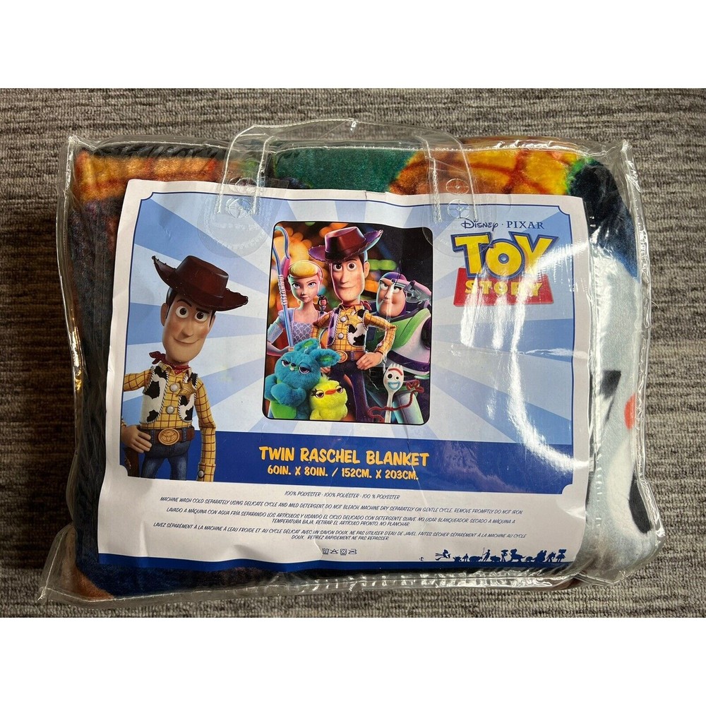 Disney Pixar Toy Story Cartoon Raschel Plush Blanket Size Twin 60" x 80" NEW